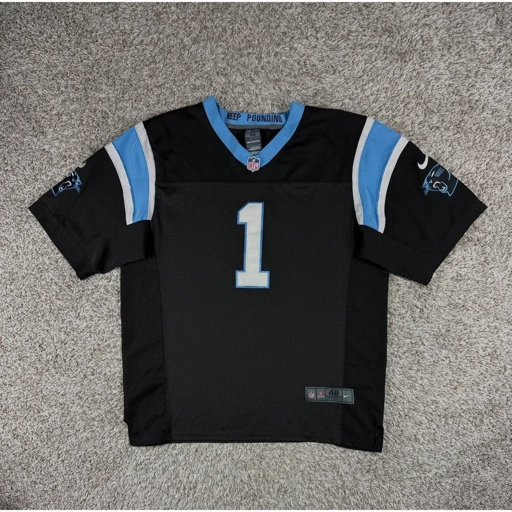 Carolina Panthers Jersey Men's Size 48 Black NFL Cam Newton 1 Nike On Field